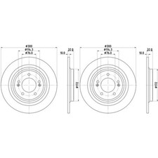 2x HELLA PAGID BREMSSCHEIBEN Ø300mm HINTEN passend für HYUNDAI TUCSON KIA SPORTA