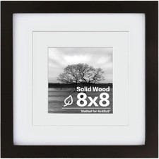 8X8 Picture Frame Made of Solid Wood with Plexiglass, Display Pictures 4X4/6X6 w