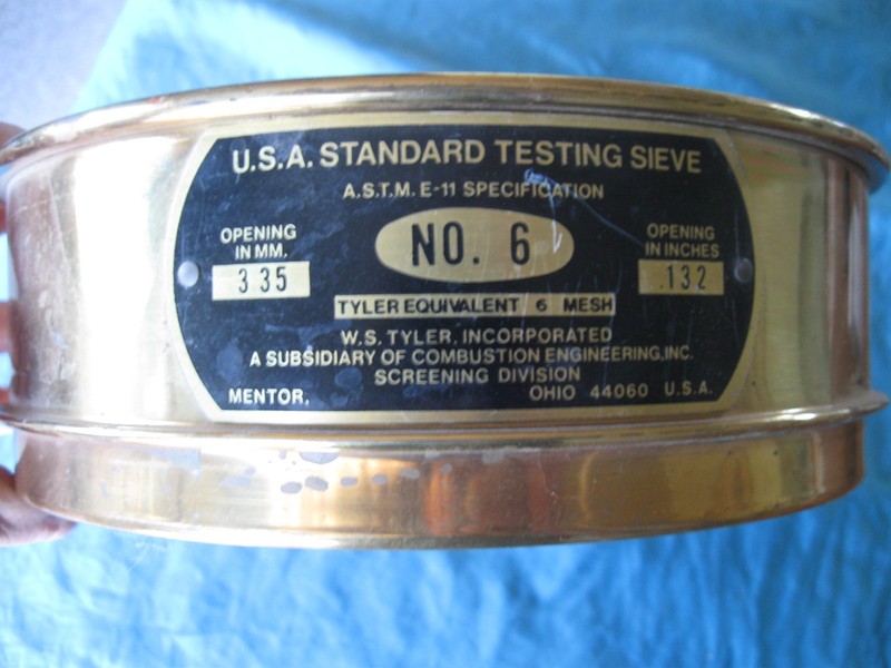 Vintage WS Tyler Inc Brass Standard Testing Sieve Mentor Ohio No 6 .132 Size