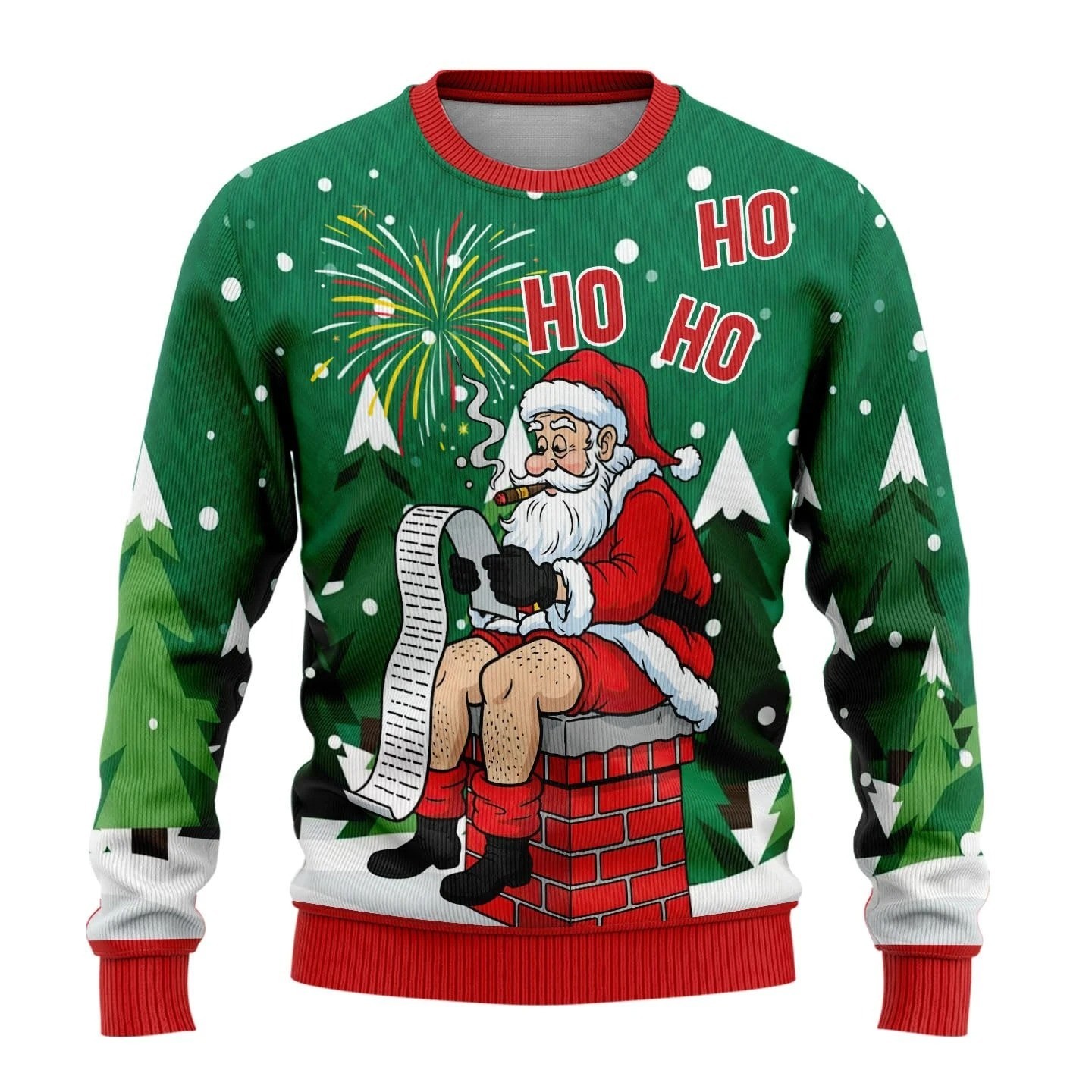 Funny Ugly Christmas Sweater Reindeer Crewneck Pullover Unisex Holiday Gift