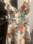 White with Colorful Floral Romper Women Small One-piece dress with shorts  — photo 4