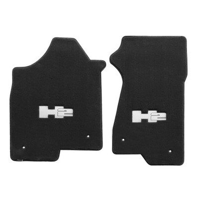 2003-2007 H2 Hummer Lloyd Mats Ebony Black Front Floor Mats w/ Silver H2 Logo