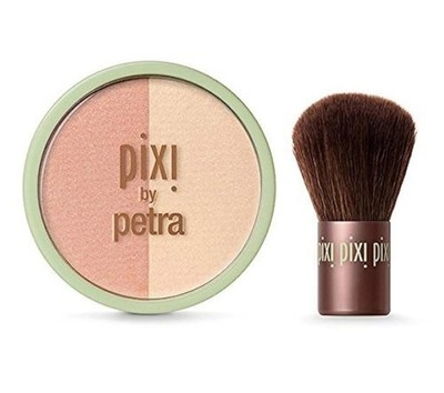 Pixi Beauty Blush Duo + Kabuki - Peach Honey .4 oz - Blush & Highlighter