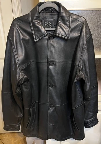 jos a bank leather jacket Car Coat blazer Men’s Large - product listing photo