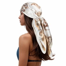 Head Scarf for Women Like Silk Scarf Hair Scarf Printed Square Scarf Bandanas
