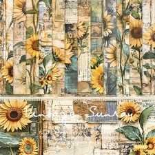 24Pcs 6'' Vintage Sunflowers Paper Pad Scrapbook Album Card Making Journal Craft