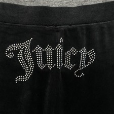 Juicy Couture Velour OG Big Bling Track Pants Womens XL Black Y2K Flare Wide Leg
