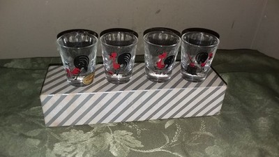 VINTAGE Shot Glasses IN ORIGINAL BOX Set Of 4 Eat, Drink, and Be Merry until the