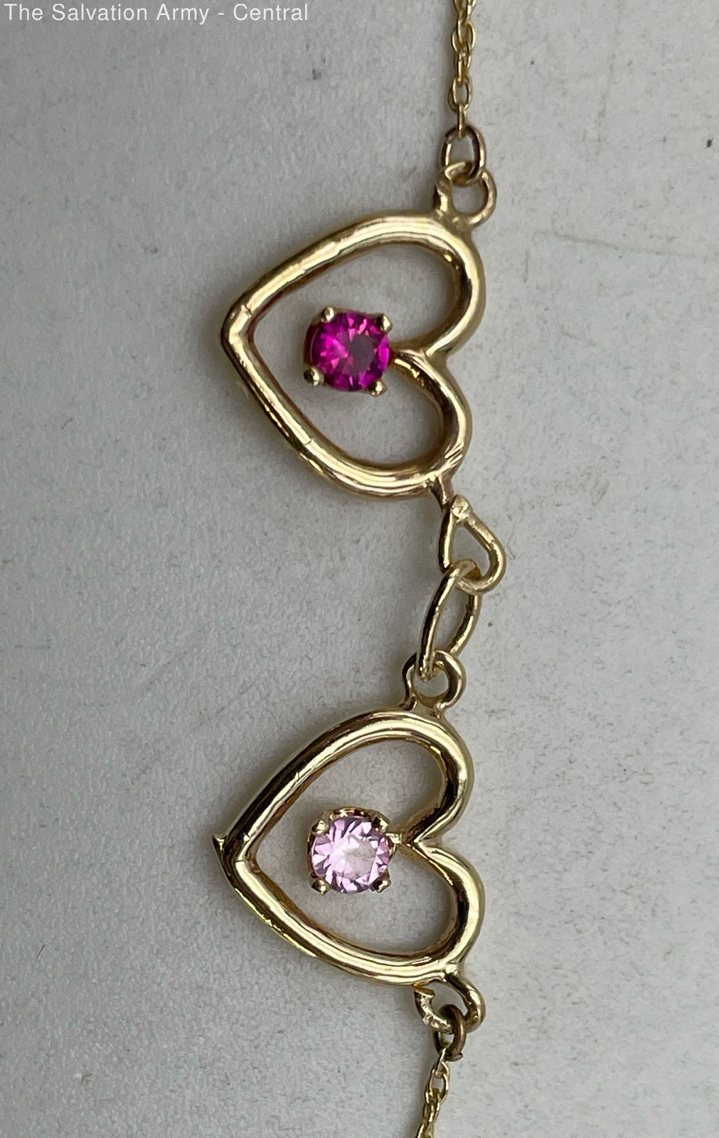 14k Yellow Gold Ruby Interlocking Heart Pendant R… - image 3