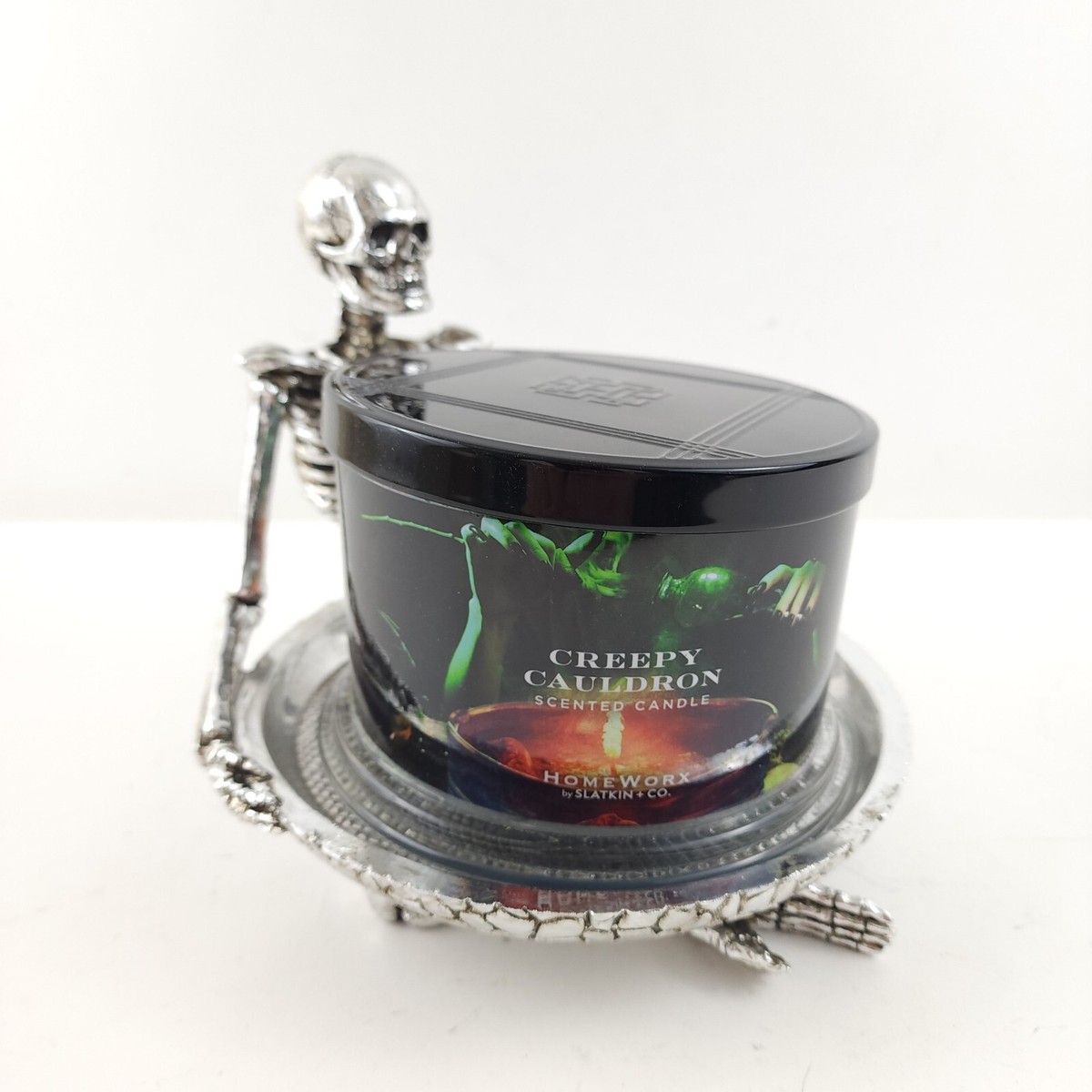 Homeworx by Slatkin Skeleton Pedestal with Creepy Cauldron 4 Wick