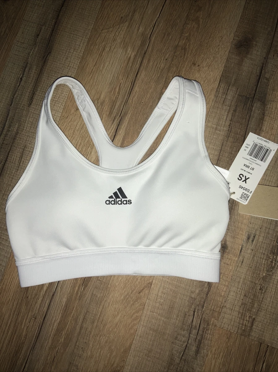 Womens Adidas White Sports Bra NWT Size XS Medium Support FS9546