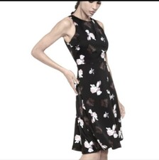 Banana Republic Racerback Floral Dress Black pink white - Size US 8