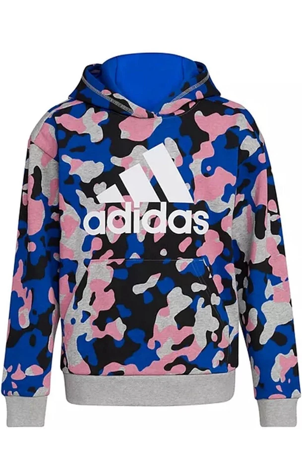 Adidas Niños Sudadera Camuflada Azul/Rosa/Gris Sudadera con Capucha AA7484 Juvenil Talla S Foto 4 de 4