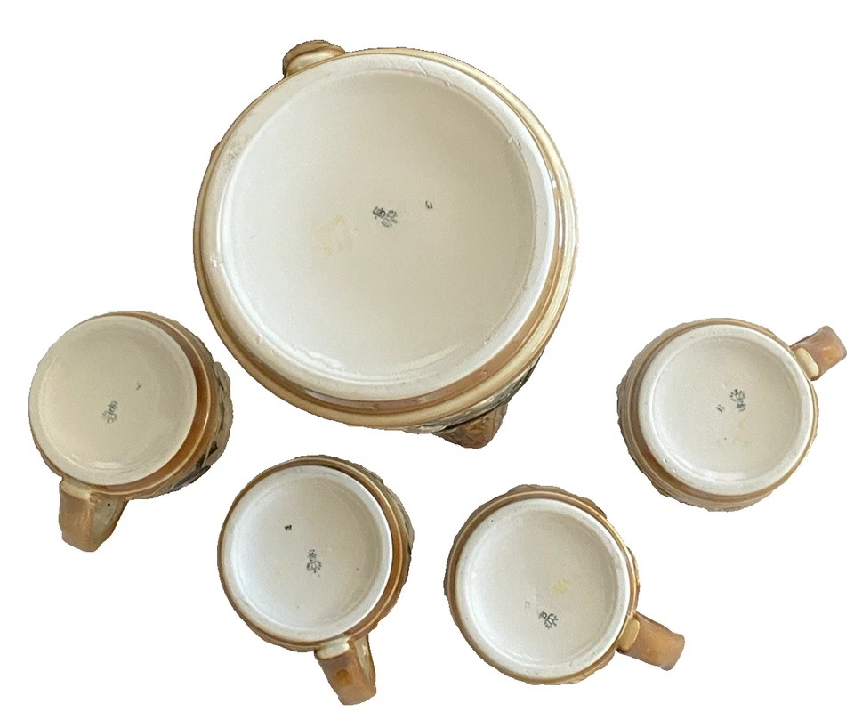 Juego de bebidas Seatendorf años 20: jarra + 4 tazas estilo historicismo con escenas de caza Foto 3 de 4