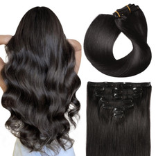 Extensiones De Cabello Natural Con Hilo Invisible Clip Pelo Humano Black