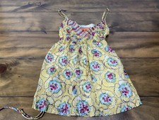 JOHNNY WAS Yellow 100 Silk Floral Tank Top Size Small