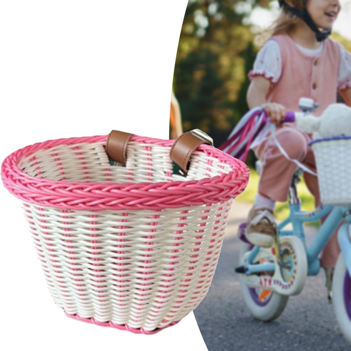 Kids Bike Basket Wicker Woven Front Bicycle Basket For Boys Girls Mini Handlebar Basket For Kids Bike Or Scooter