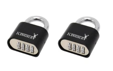 Set of 2 Locks, 4 Digit Combination Padlock, Combo Lock for Locker, Kingsley