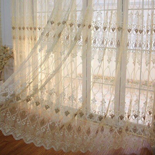 European Embroidered Curtains Net Fabric Tulle Window Drape Pelmets Sheer Screen - Picture 4 of 12