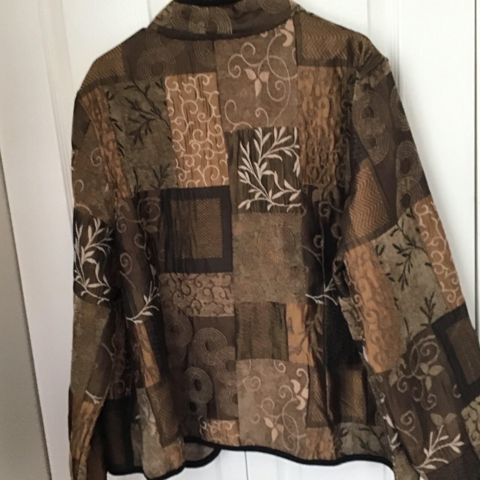 Kaktus Poly Blend  Brown Patch Work Open  Jacket … - image 3