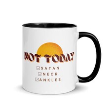Not Today Satan Neck Ankles checklist white 11oz ceramic coffee mug RHOP