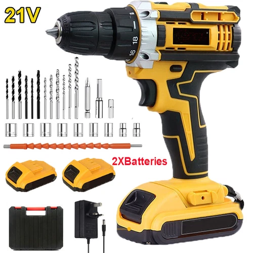 2 Battery 21V Cordless Drill Combi Driver High Power Electric Screwdriver Set UK - Picture 24 of 24