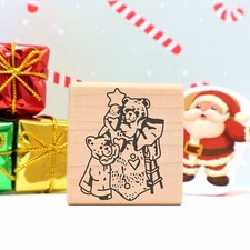 Bears with Christmas Tree Rubber Stamp