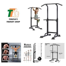 Power Tower Pull Up Bar Station, Free Standing Pull Up Rack Dip Station for H...