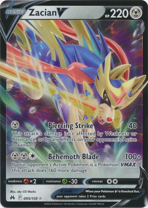 Zacian V 095/159 Ultra Rare Crown Zenith Pokemon TCG
