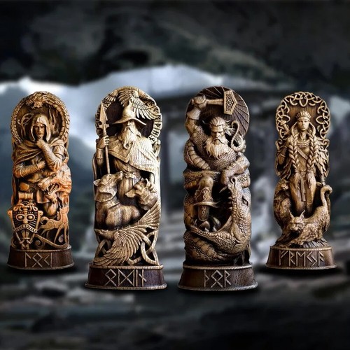 Nordic Gods Odin Statue Decoration Viking God Freya Sol Figurine Pantheon Altar - Picture 7 of 28