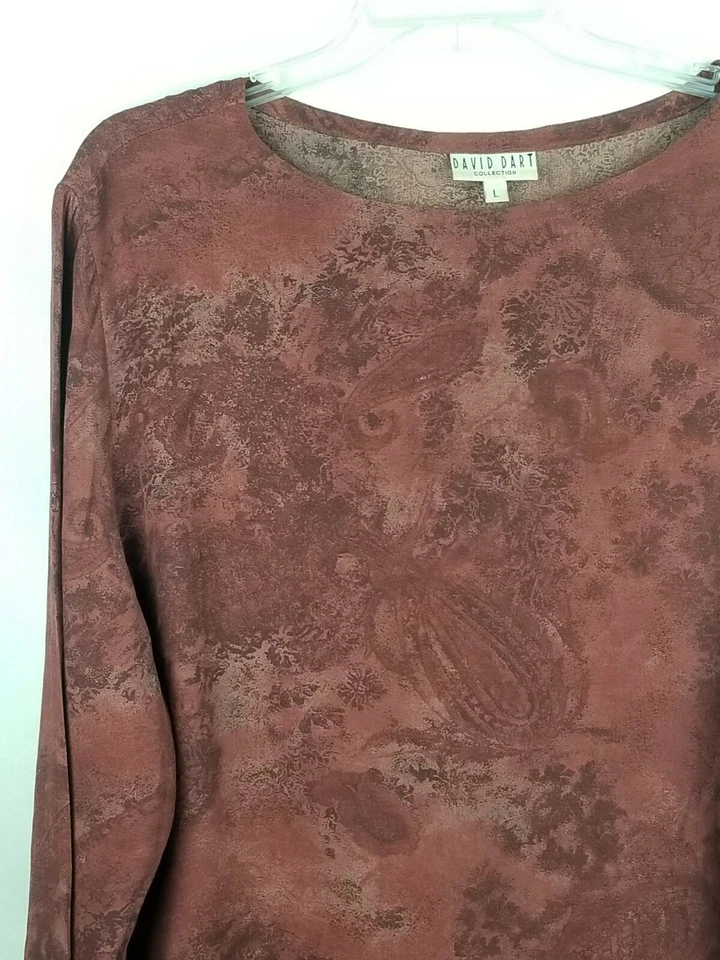 Top David Dart Mujer Manga Larga Marrón Floral Talla L Foto 3 de 4