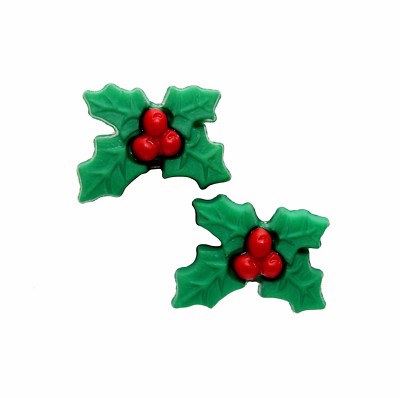 Bluebubble MERRY CHRISTMAS Small Holly Stud Earrings Novelty Funky Festive Xmas 
