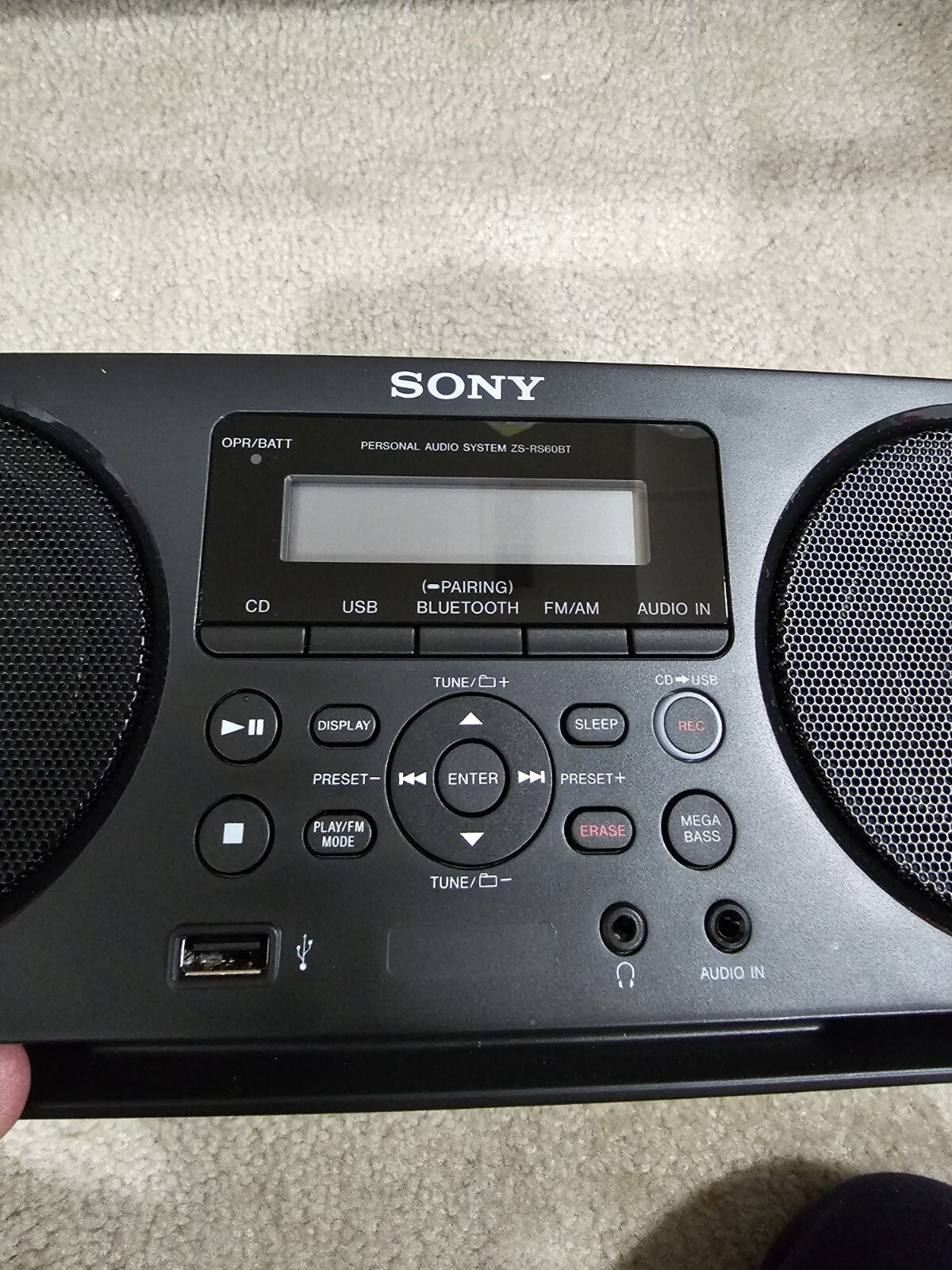 Sony ZS-RS60BT Portable Am/Fm Bluetooth Stereo Boombox Audio System In Black