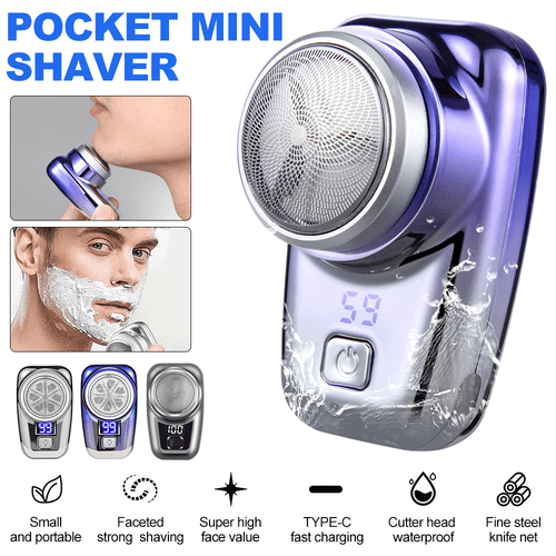 Mini-shave Portable Electric Shaver for Men Razor USB Rechargeable Home Travel - Picture 1 of 13