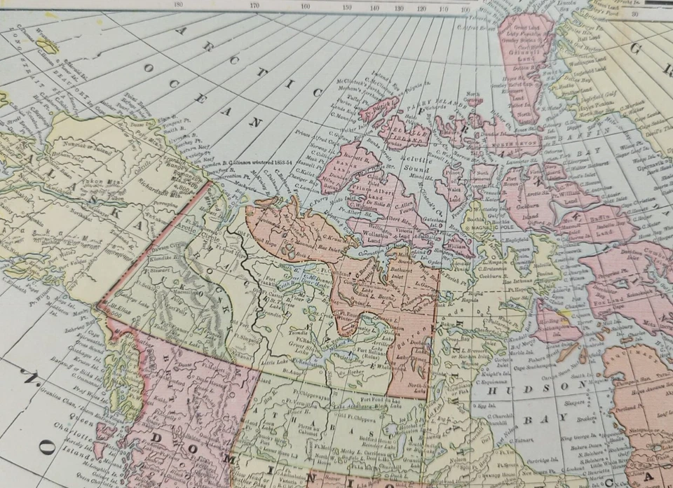 Vintage 1902 NORTH AMERICA Map 14"x22" Old Antique Original CANADA MEXICO USA - Image 4 of 4