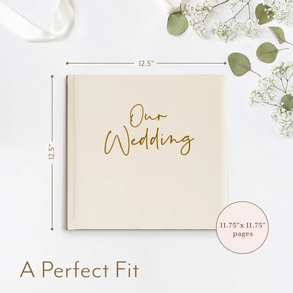 Álbum de fotos de boda de tu día perfecto (oro y crema) - Álbum de recortes de boda en blanco Foto 3 de 4