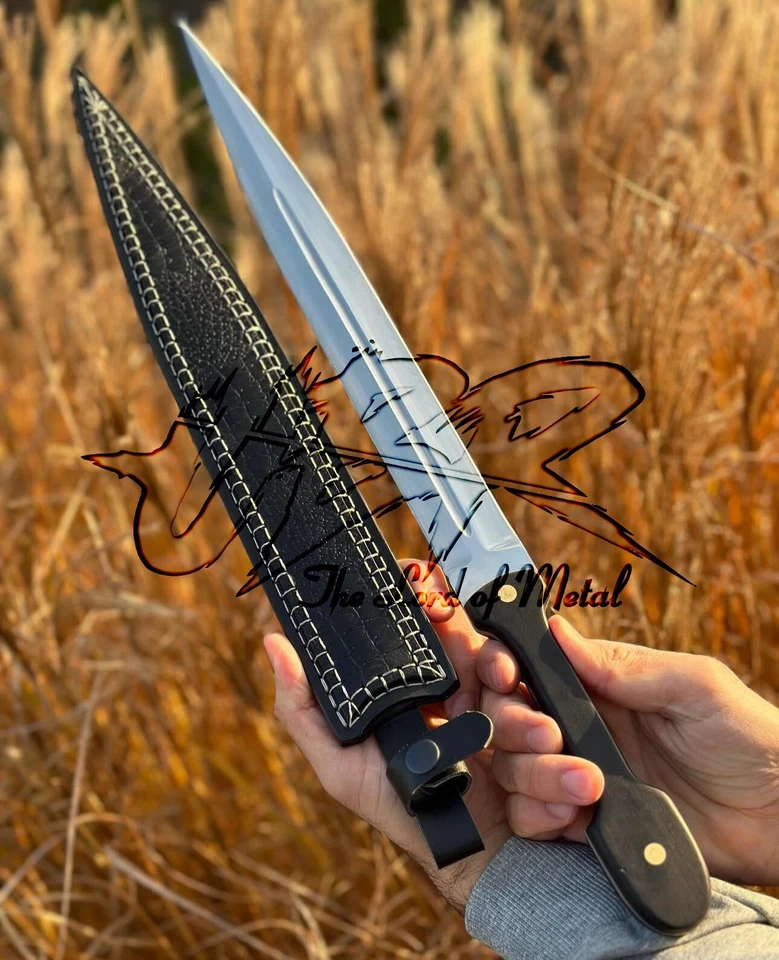 ESPADA DAGA CAUCÁSICA DE ACERO HERRAMIENTA D2 HECHA A MANO PERSONALIZADA UBR CON FUNDA DE CUERO Foto 2 de 2