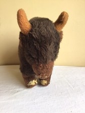 Vintage Brown Horned Male Bison Buffalo Plush Stuffed Animal Toy 9" Tall