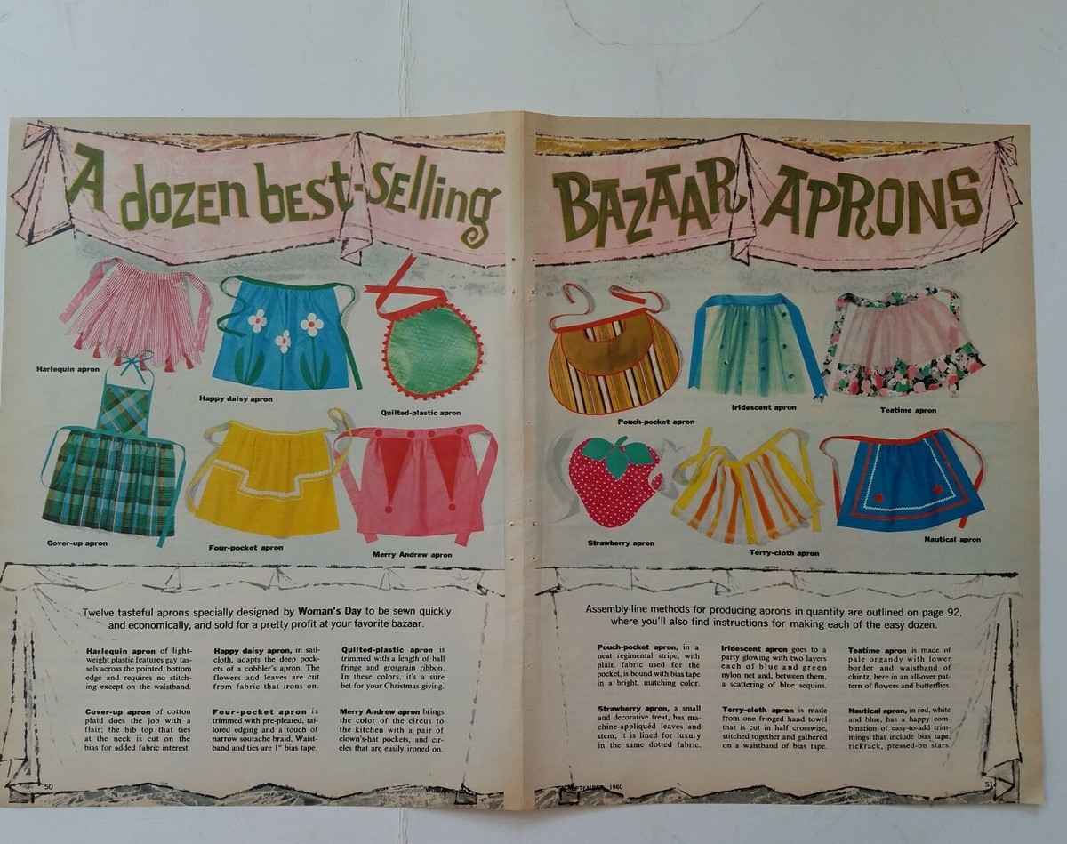 1960 a dozen best-selling vintage aprons patterns textiles two
