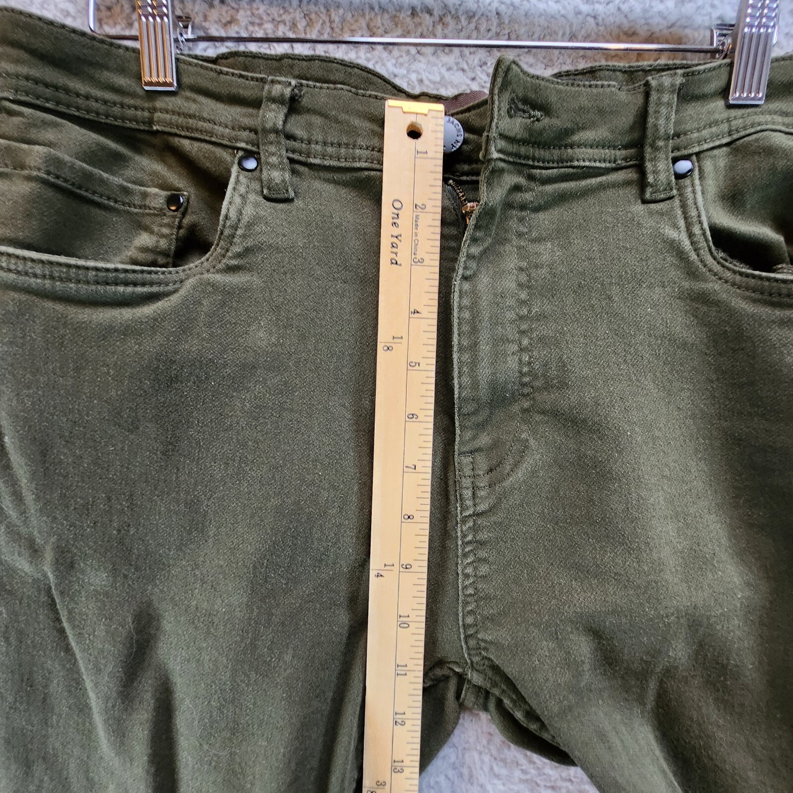 Jachs New York Jeans Men's 34 Green Cotton Stretch Mid-Rise Straight Leg Zip Fly