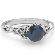 Celtic Trinity Knot Sapphire Engagement Ring In 14k White Gold