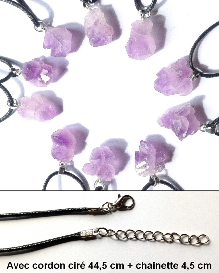 1 ou 5 Pendentifs Cristal pierre brute en Améthyste naturelle environ 18X18 mm