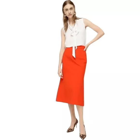J crew 2025 red midi skirt