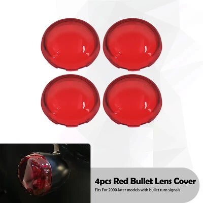 4 Pièce Rouge Clignotant Lentille Couvrir Balle Pour Harley Sportster 883 Dyna - Photo 1/4