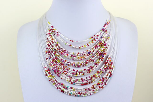 White choker Masai Necklace Maasai Beads Multi Layers choker multi Colour choker