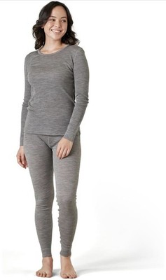 LAPASA Damen 100% Merinowolle Base Layer Set Midweight Thermo L91 Grau S