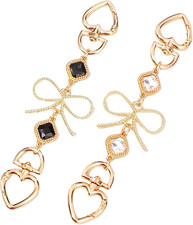 2 Pack Bow Purse Strap Extender Chains Metal Gold Crystal Flower for Cross Body