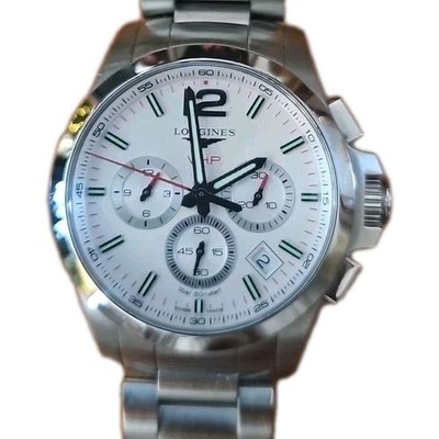 Longines Conquest VHP L3.727.4 Chronograph Quartz Men's Watch 42mm WhiteDial B&P