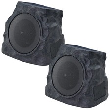2-Pack Solar Powered Rock Speakers Outdoor Water-Resistant IP44 Rock Speaker ...