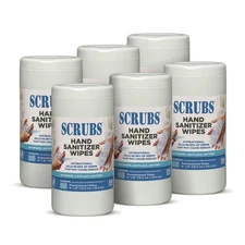 SCRUBS 90985 1 Ply Unscented Hand Sanitizer Wipes - Blue/White (6/Carton) New